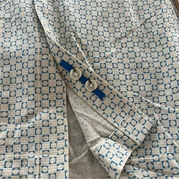 Toscano 100% Silk Shirt Size XL Button Down Micro Geometric Casual Loose Fit - Picture 6 of 10